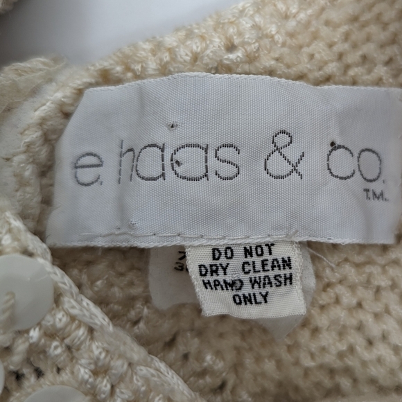 Vintage E. Haas & Co Sequin Wool Top Open Back Puff Sleeve Cream Rare Find Sze M - Picture 4 of 13
